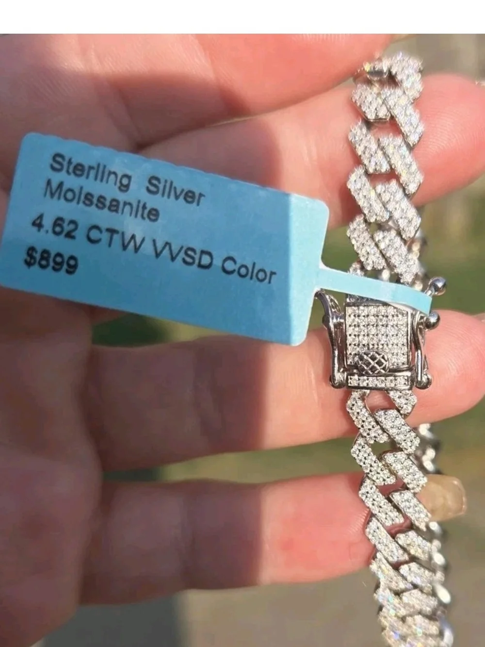 Sterling Silver Moissanite Tennis 7 1/2 Inch 8.5mm Width Bracelet in Silver